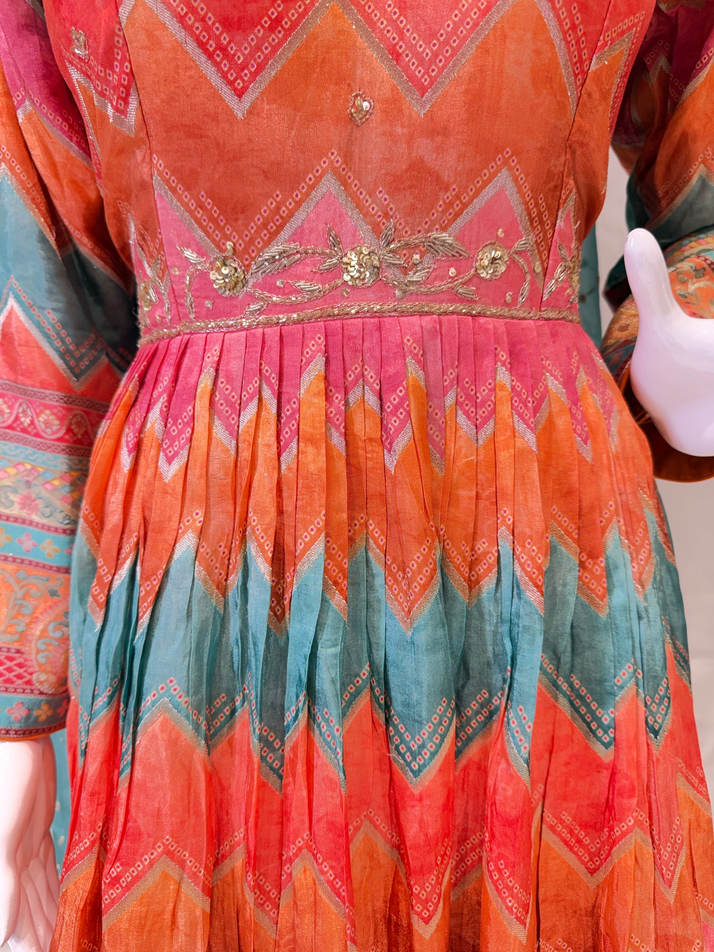Silk Digital Print Gown (Fanta)