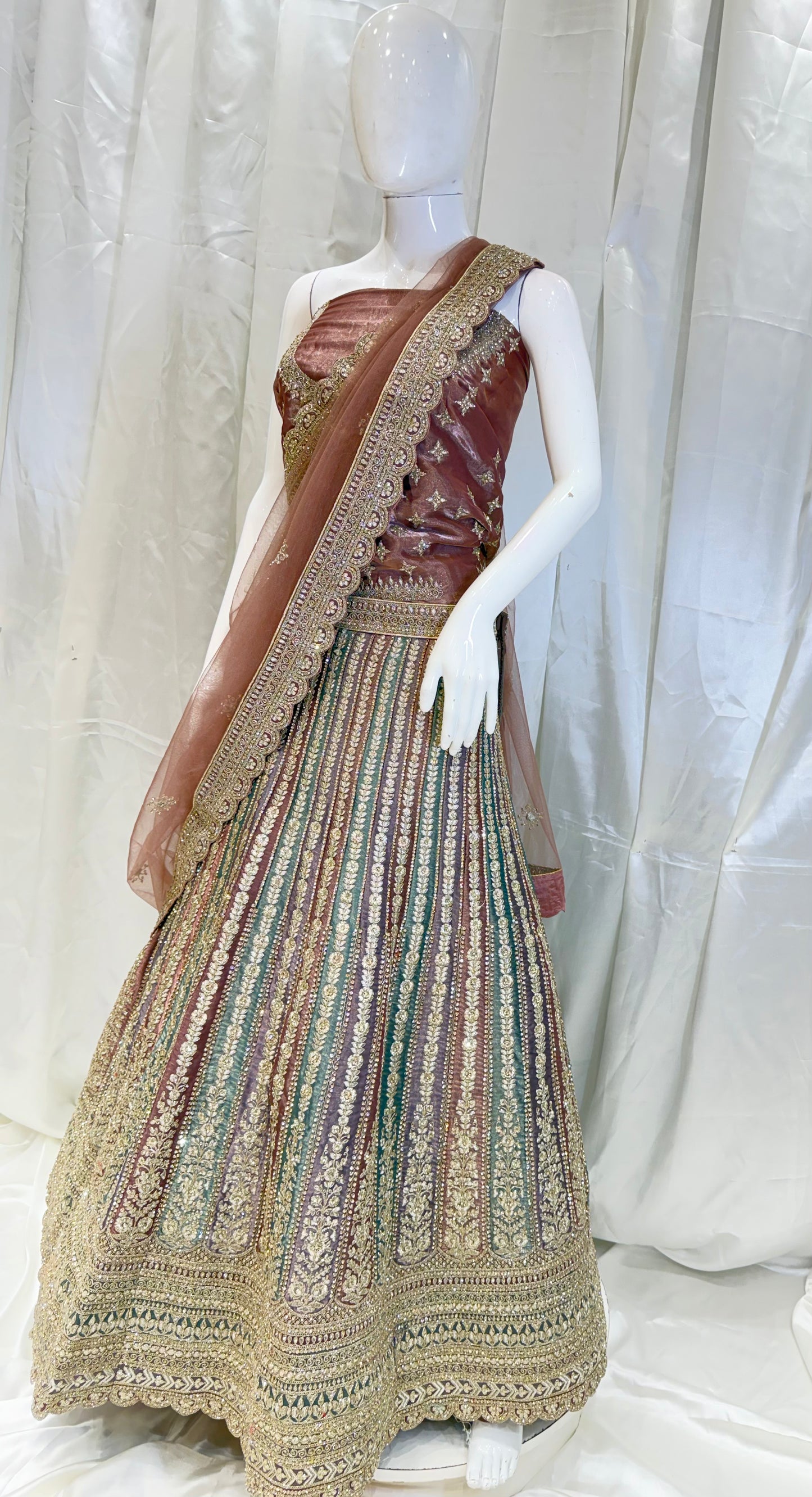 Multicolor Shade Lehenga (Beige)