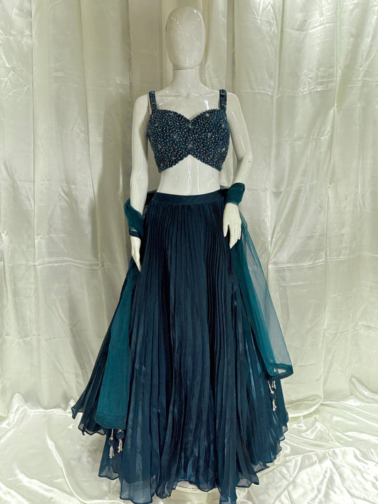 Party Wear Western Dress (Bottle Green)