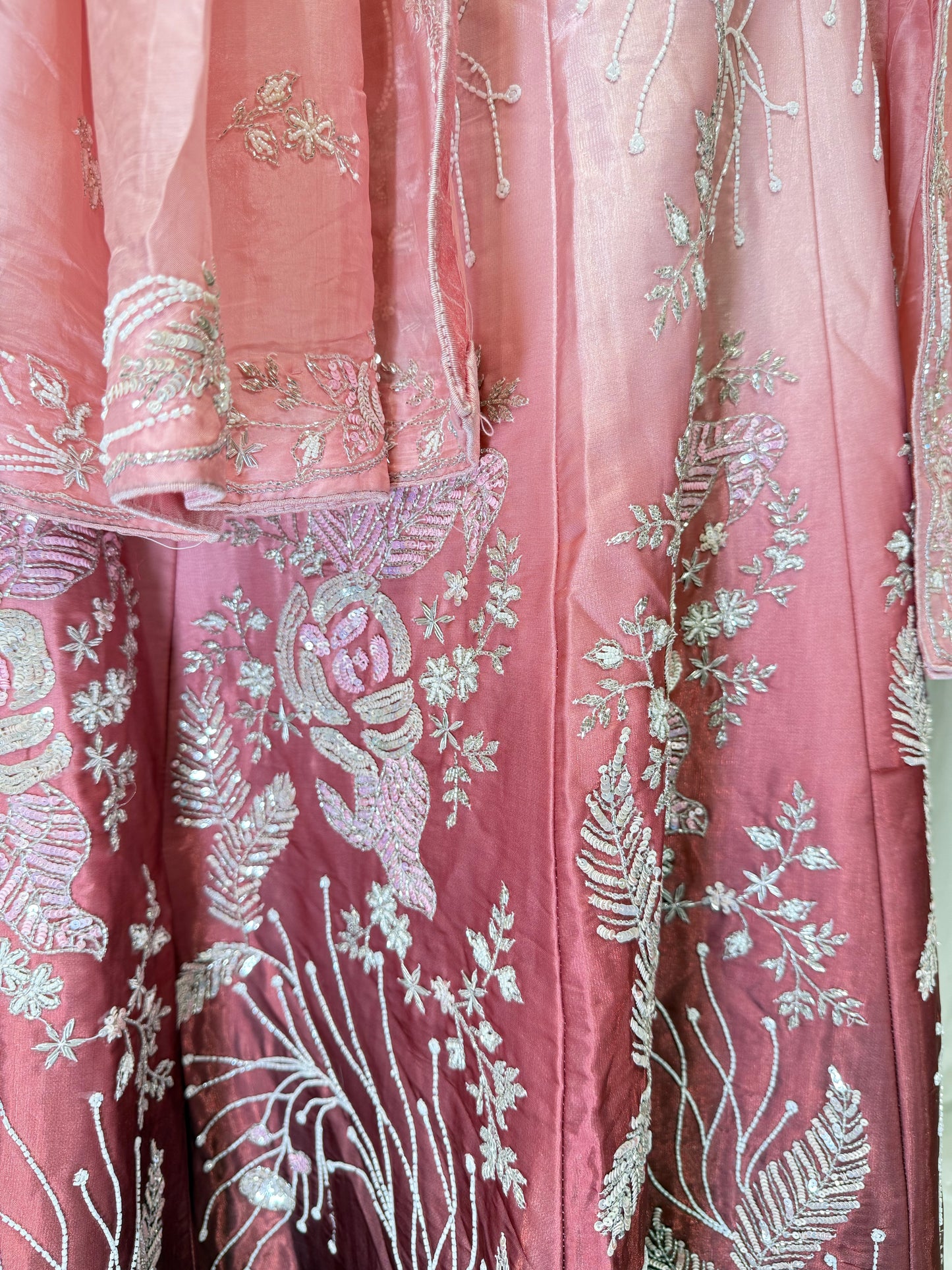 Silk Handwork Party Wear Lehenga (Coke with Peach)
