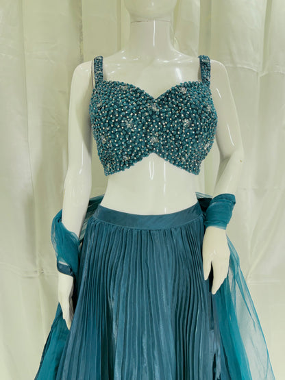 Party Wear Western Dress (Bottle Green)