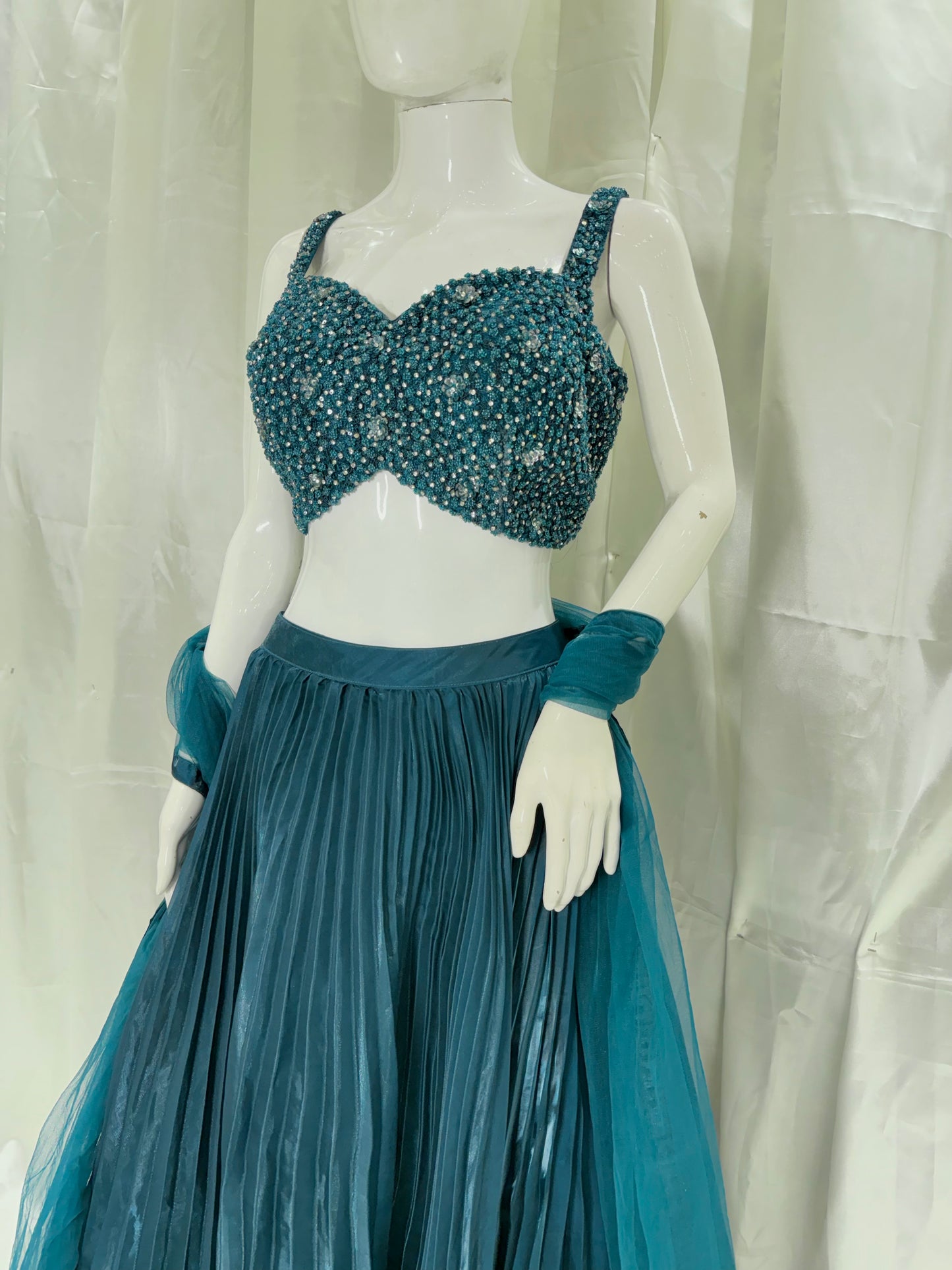 Party Wear Western Dress (Bottle Green)