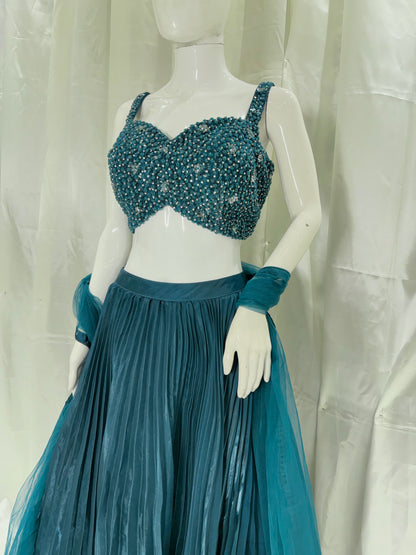 Party Wear Western Dress (Bottle Green)