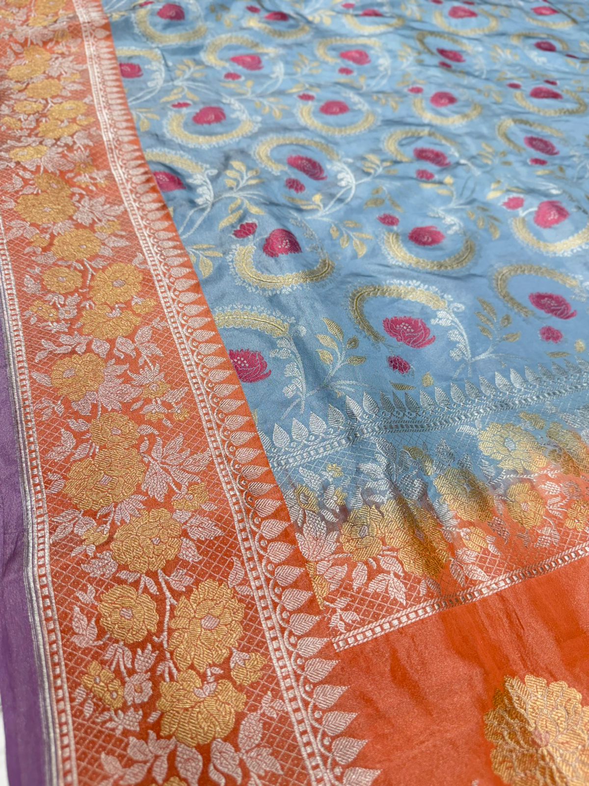 Pure Moonga katan silk saree color (aqua blue)