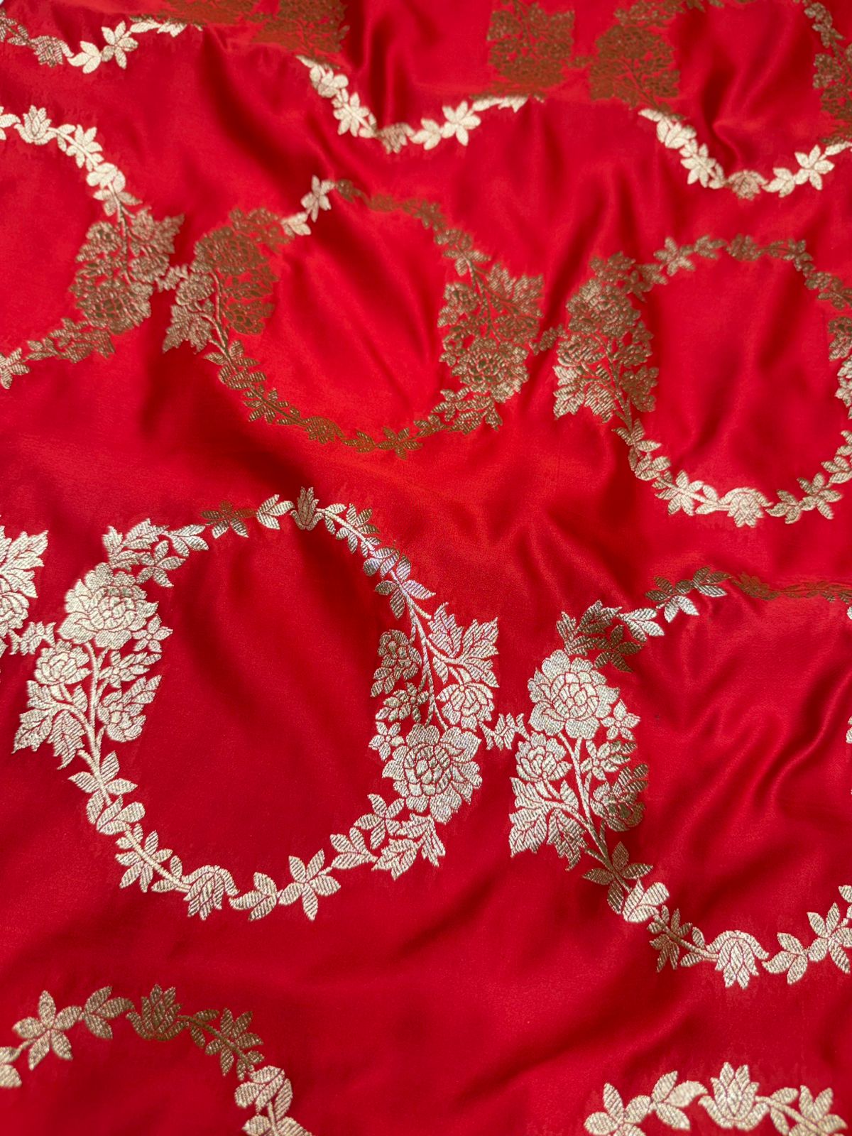 Pure katan silk wedding saree color red