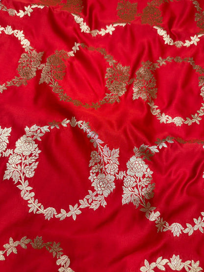 Pure katan silk wedding saree color red