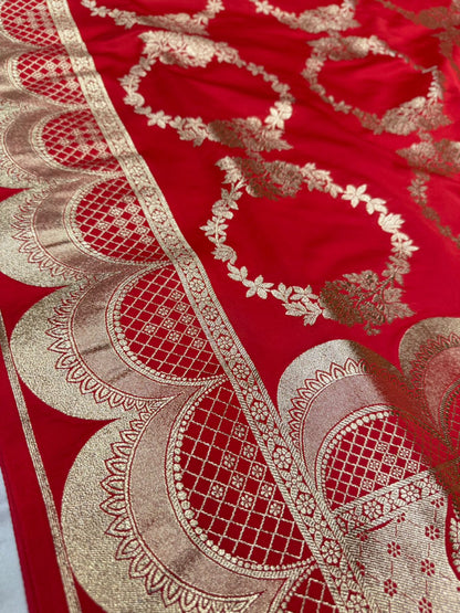 Pure katan silk wedding saree color red