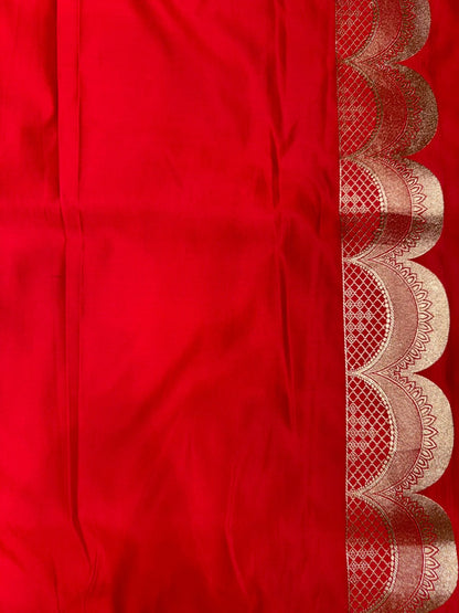 Pure katan silk wedding saree color red