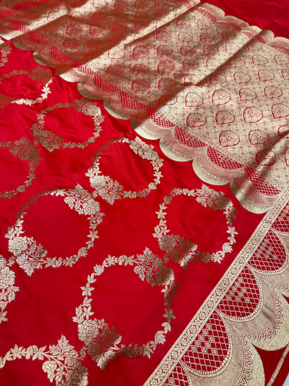 Pure katan silk wedding saree color red