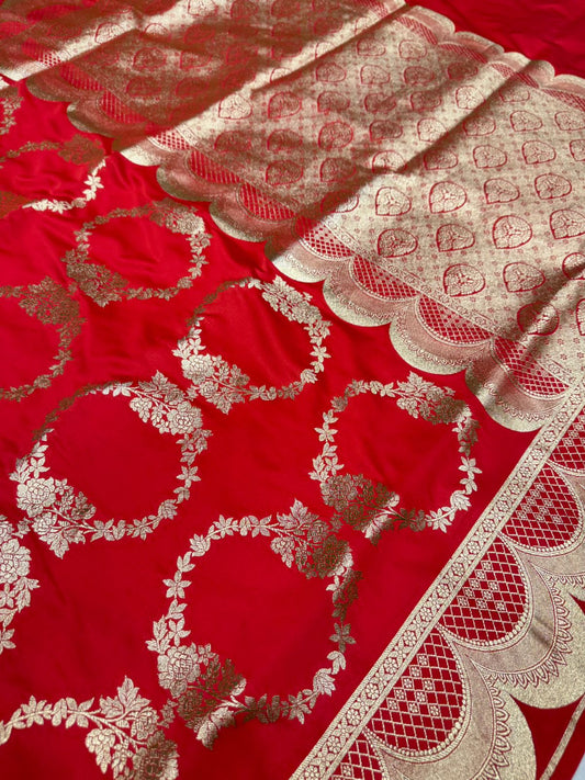 Pure katan silk wedding saree color red