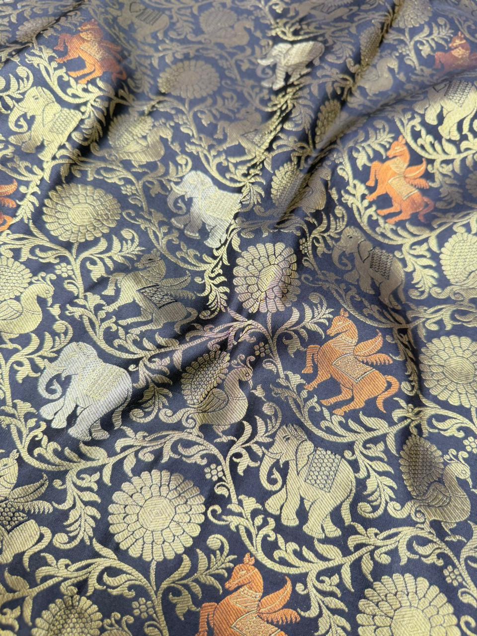 Pure Kalamkari Banarasi silk saree color  Z black