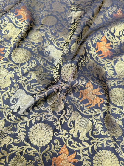 Pure Kalamkari Banarasi silk saree color  Z black