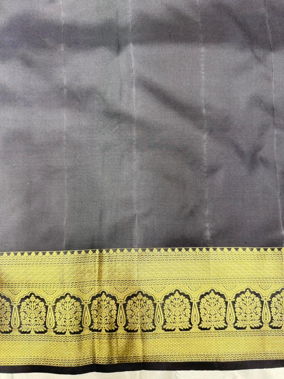 Pure Kalamkari Banarasi silk saree color  Z black