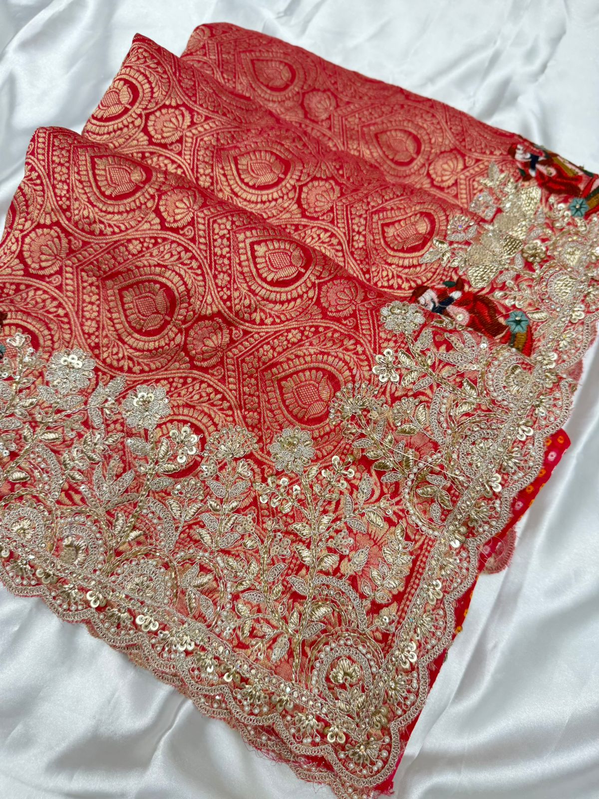 Pure georgette Banarasi silk saree color Rani