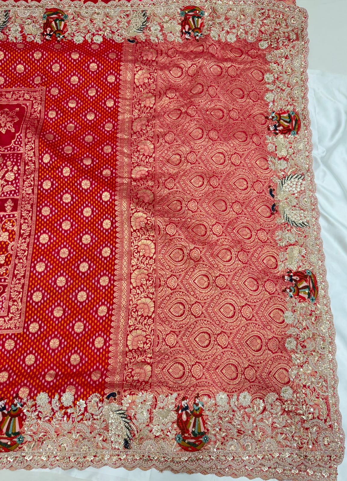 Pure georgette Banarasi silk saree color Rani