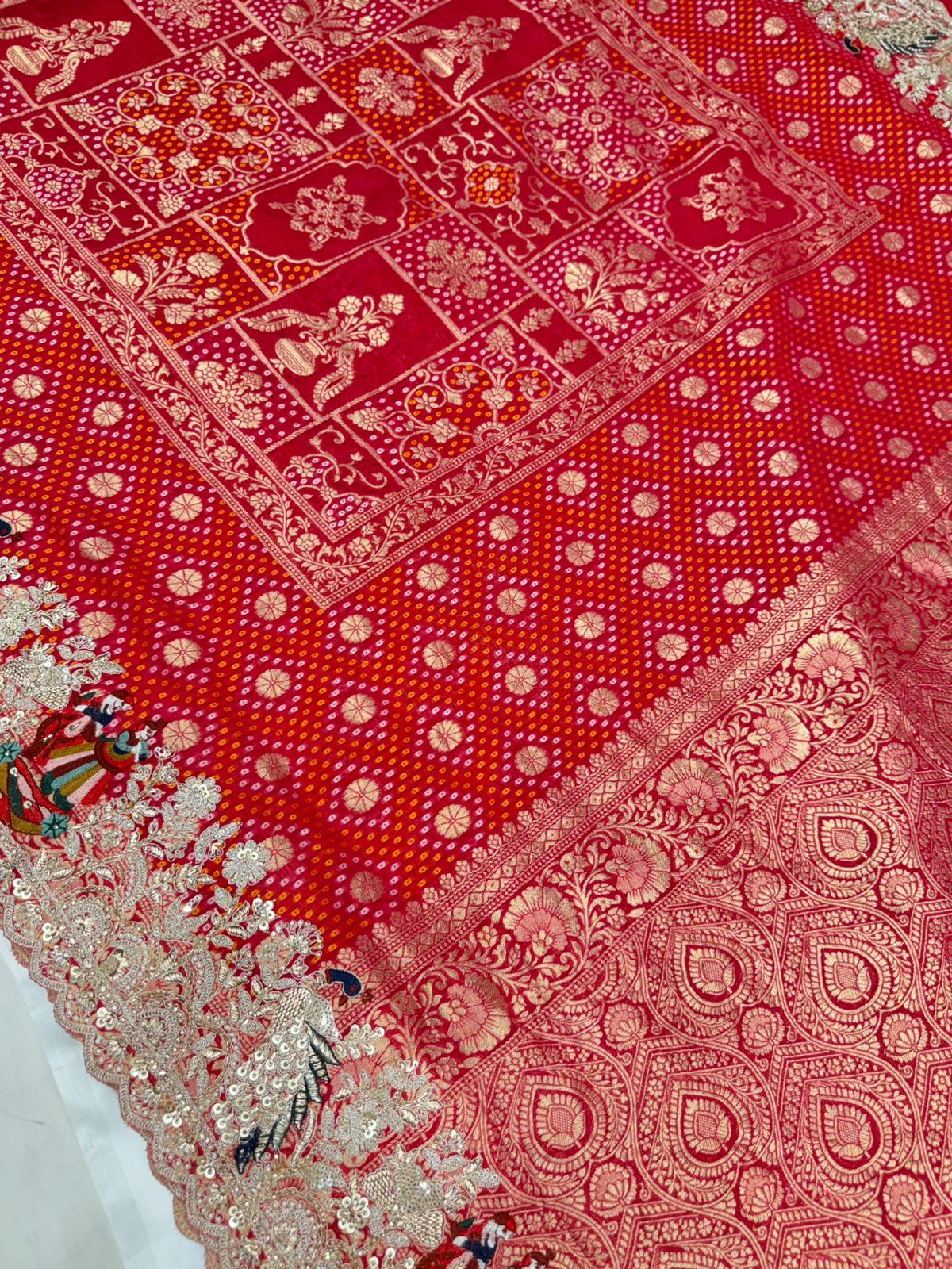 Pure georgette Banarasi silk saree color Rani