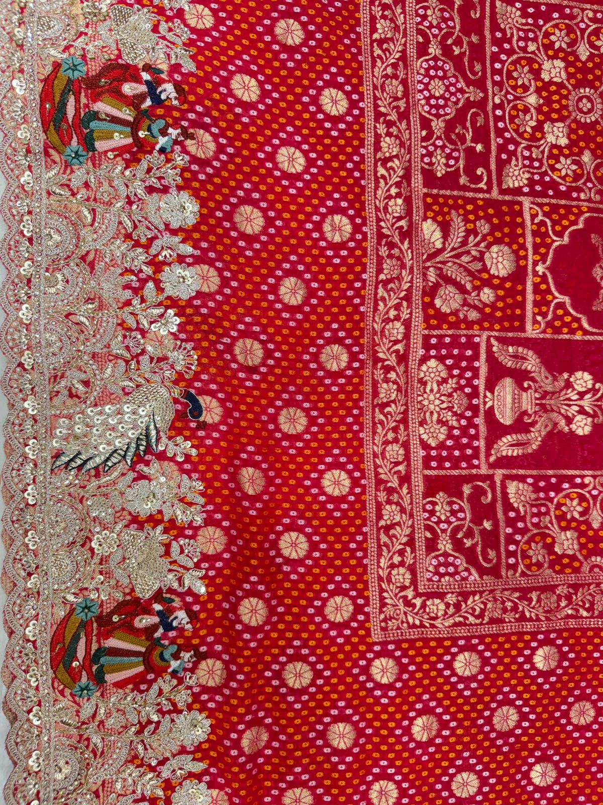 Pure georgette Banarasi silk saree color Rani