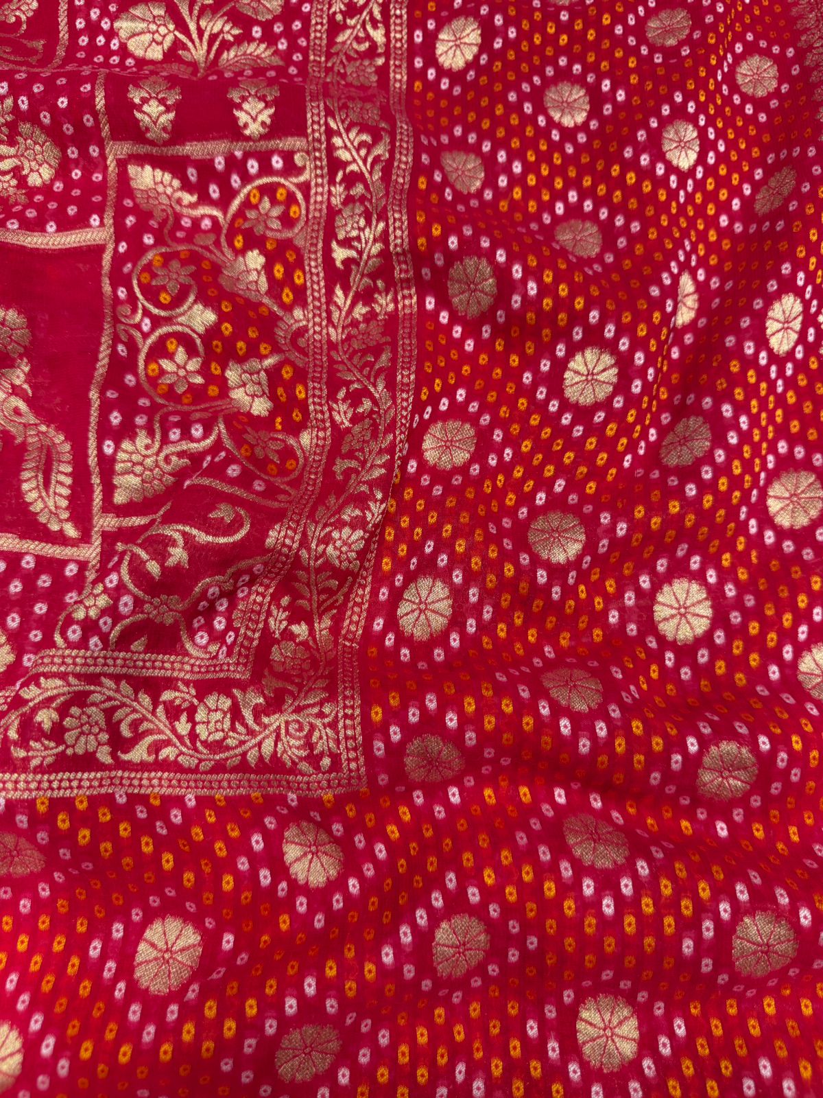 Pure georgette Banarasi silk saree color Rani