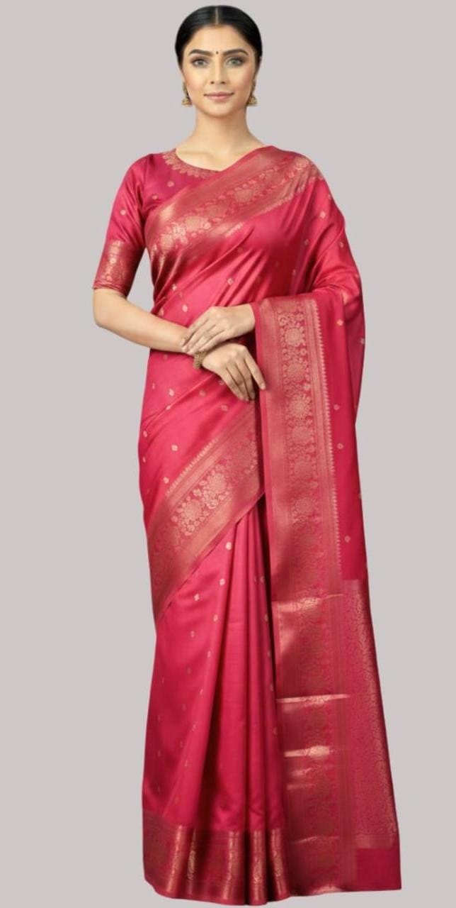 Banarasi ethnic cotton saree ( dark peach color )