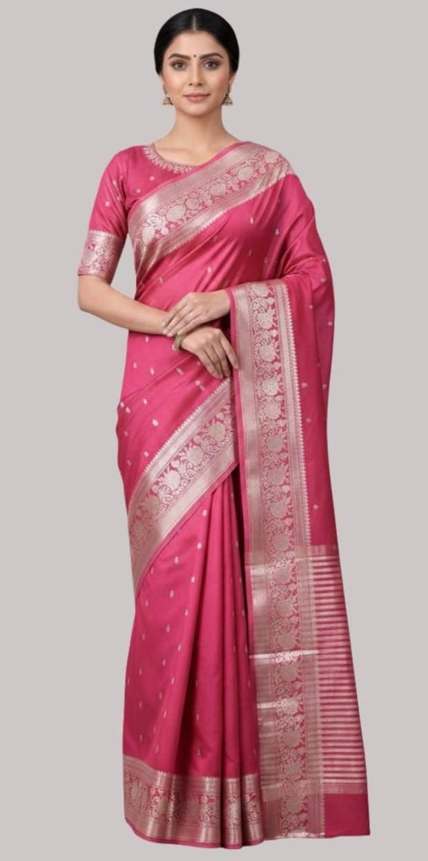 Banarasi ethnic cotton saree ( Pink color )