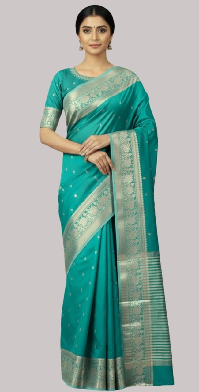 Banarasi ethnic cotton saree ( sea green color )
