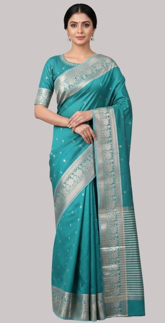 Banarasi ethnic cotton saree ( sky blue color )