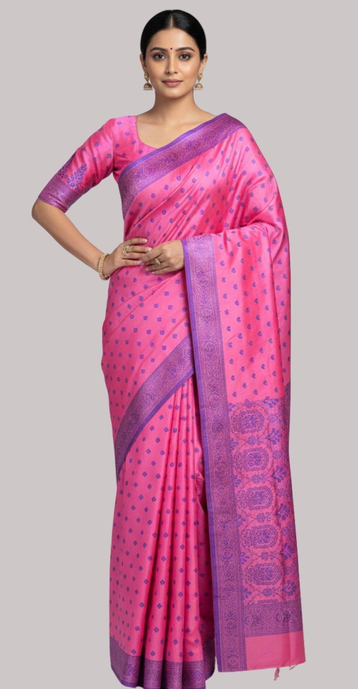 Banarasi summer silk saree (onion color )
