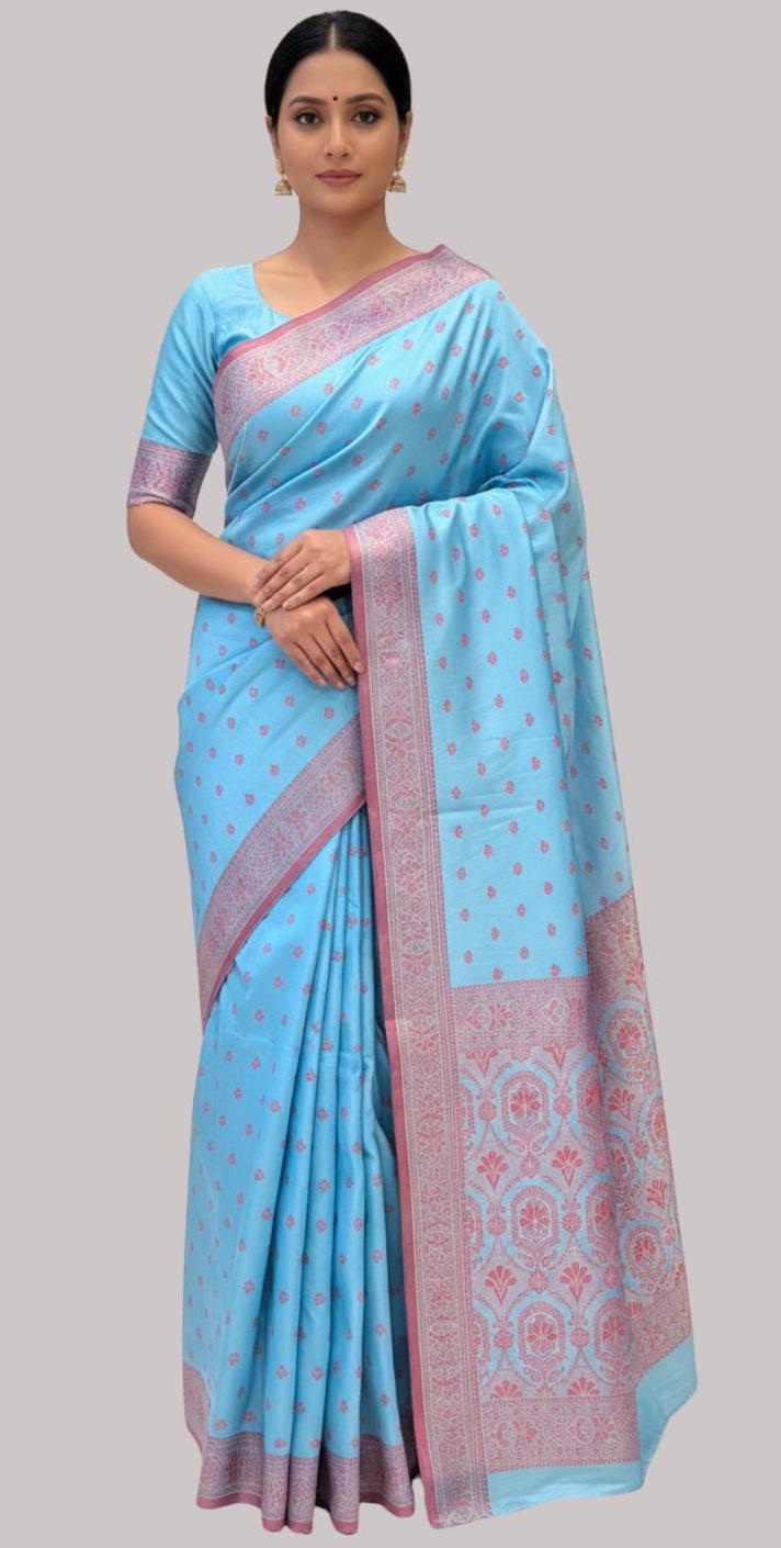 Banarasi summer silk saree (water blue )