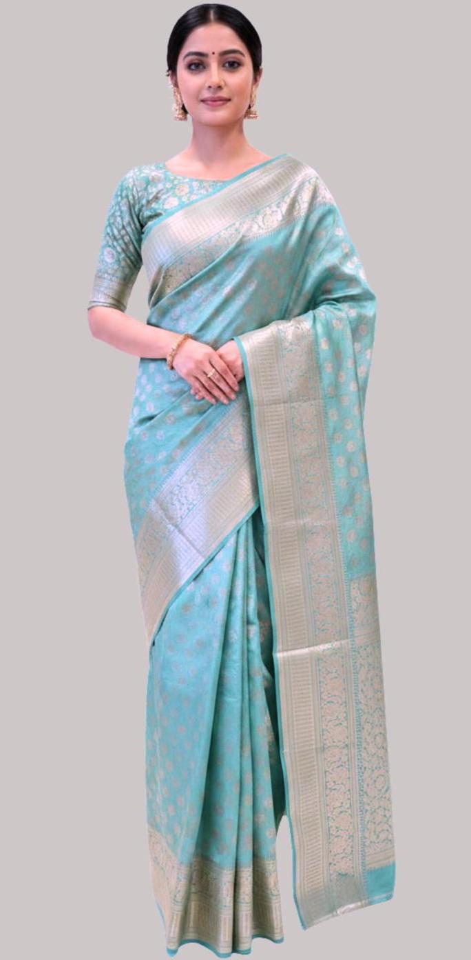 Banarasi tissue silk saree ( Persian blue color )