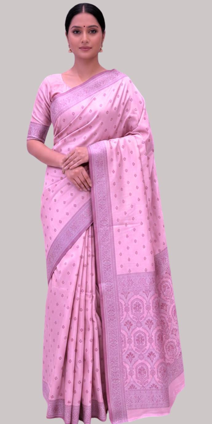 Banarasi summer silk saree ( Baby Pink Color )