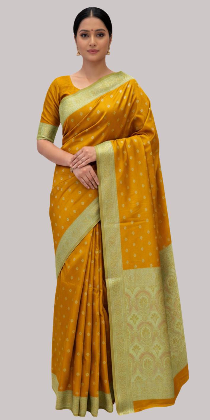 Banarasi summer silk saree (Mustard Color )