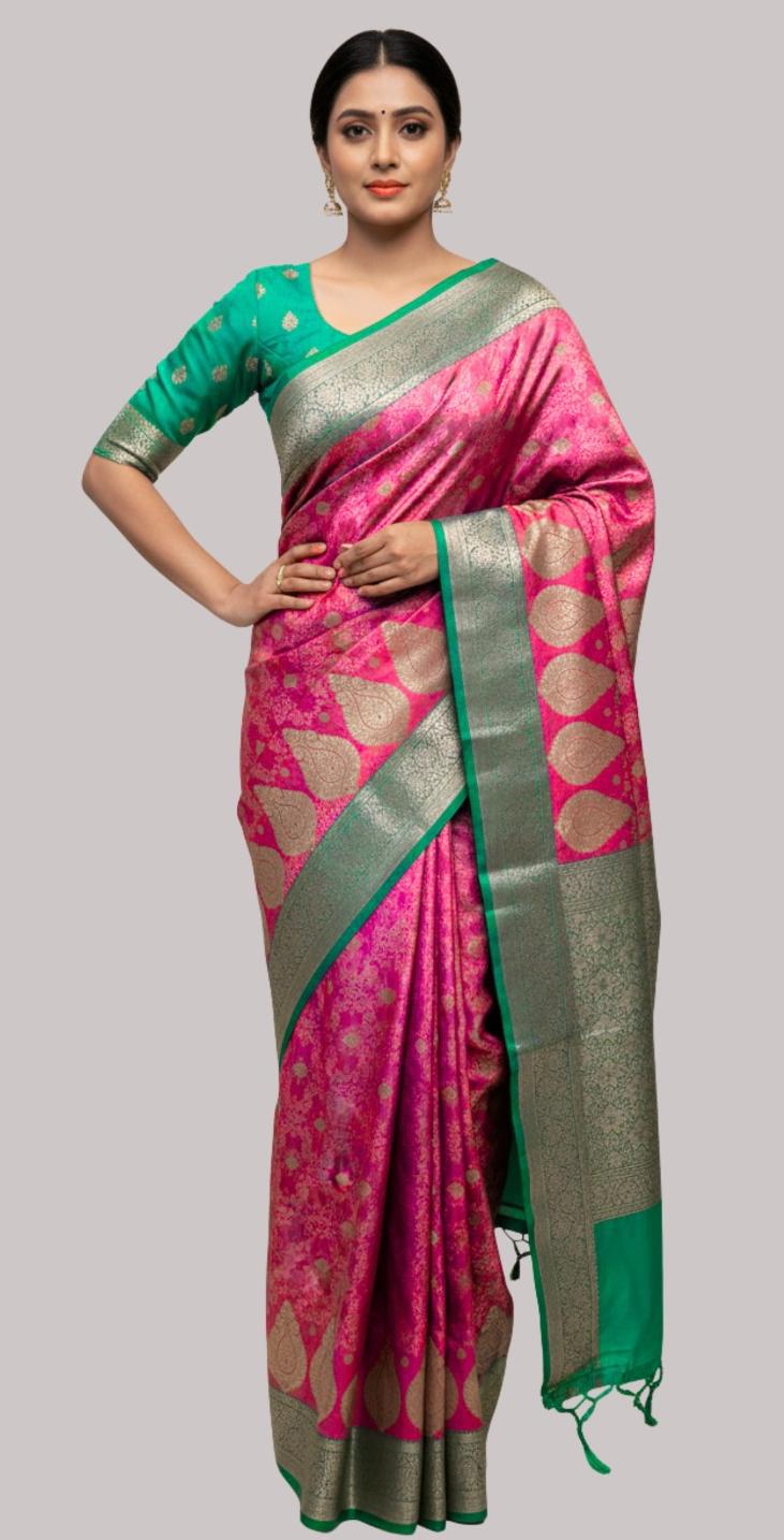 Banarasi Kakari tissue silk saree ( Rani color )