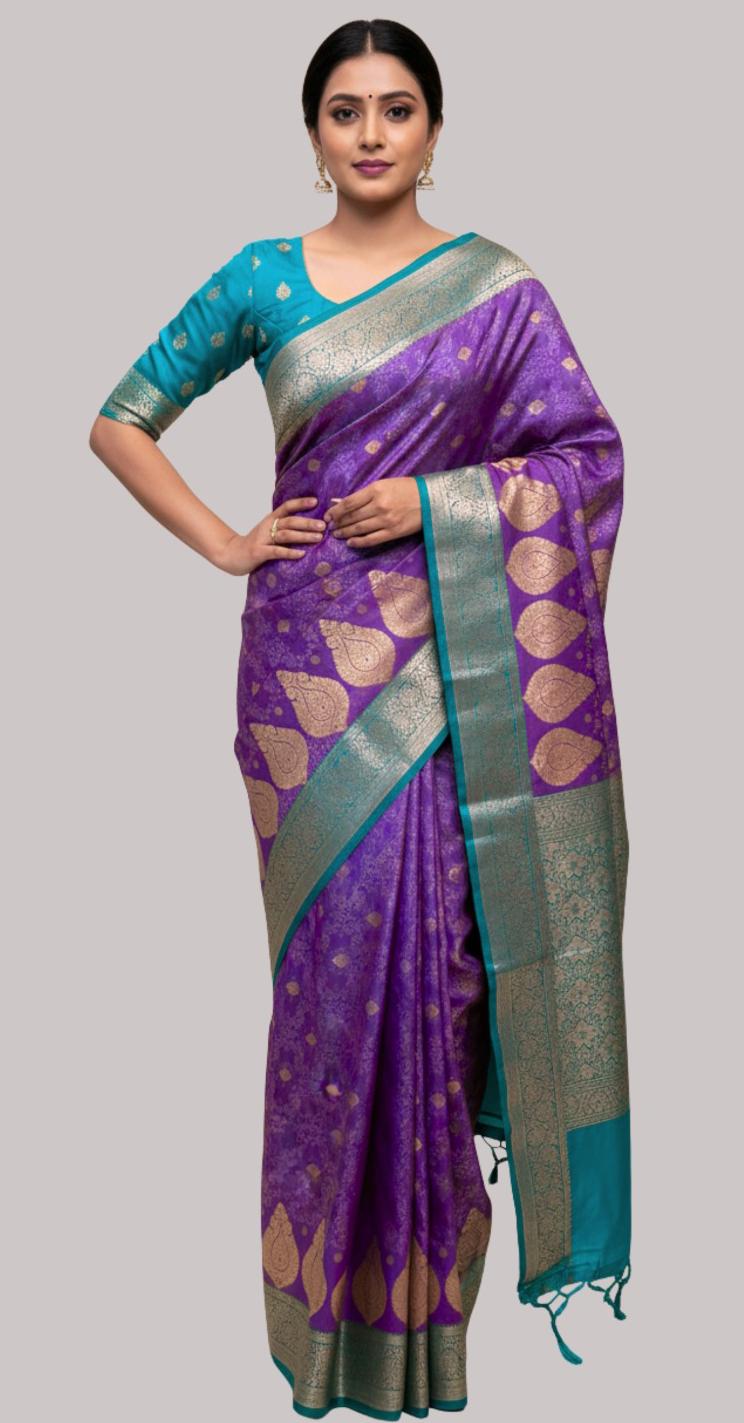 Banarasi Kakari tissue silk saree (Violet color )