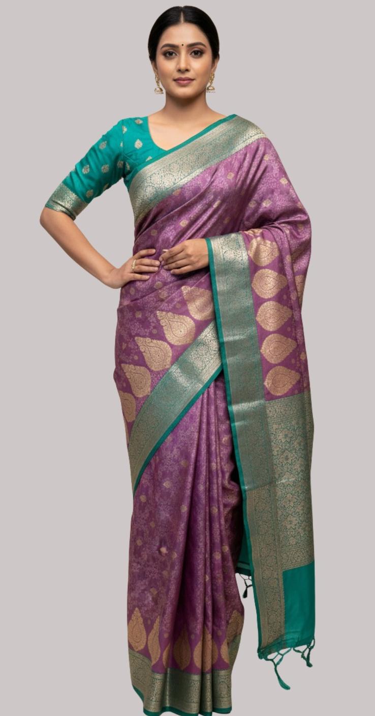Banarasi Kakari tissue silk saree (Wine color )