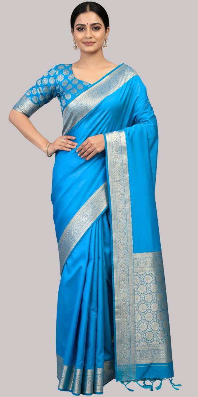 Banarasi tissue silk saree ( Ferozi color)