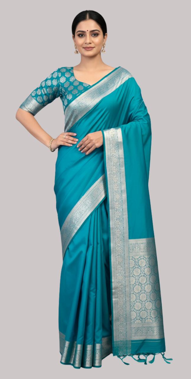 Banarasi tissue silk saree  Sea Green