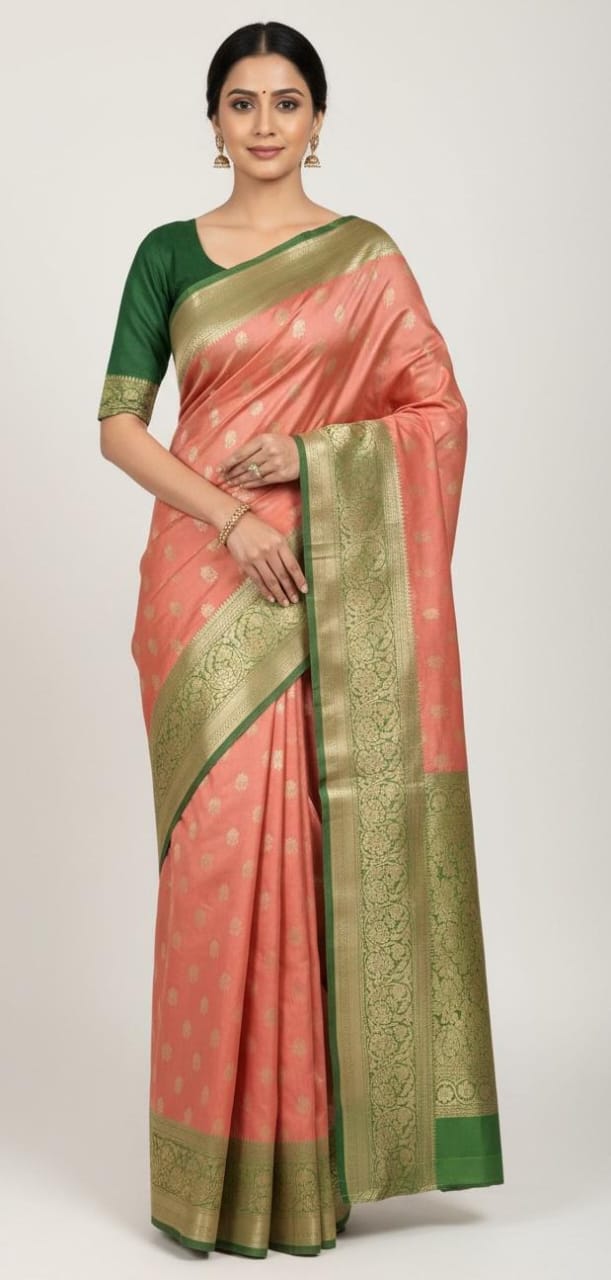 Banarasi manual silk saree ( Rust color )