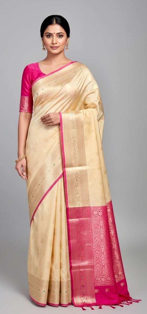 Banarasi manual silk saree (cream color
