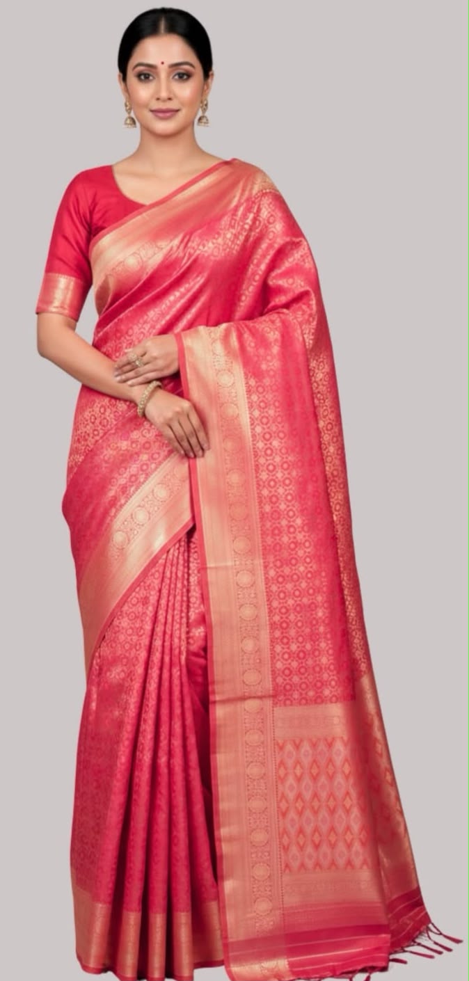 Banarasi mango silk saree ( peach color )