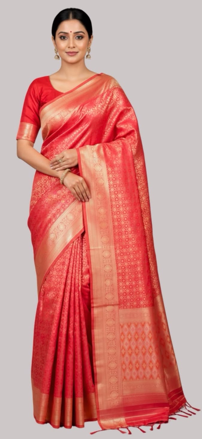 Banarasi mango silk saree ( Red color )