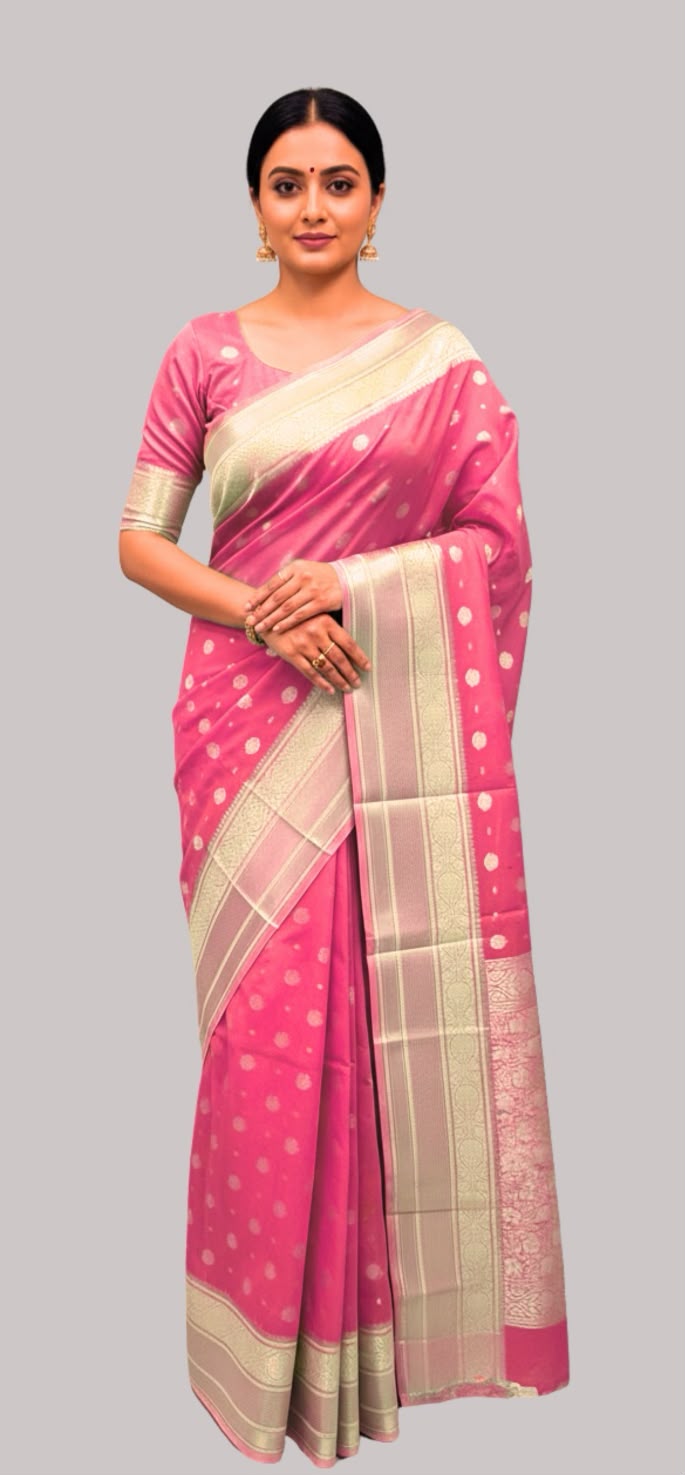 Banarasi Dupion silk Saree ( Peach Color)