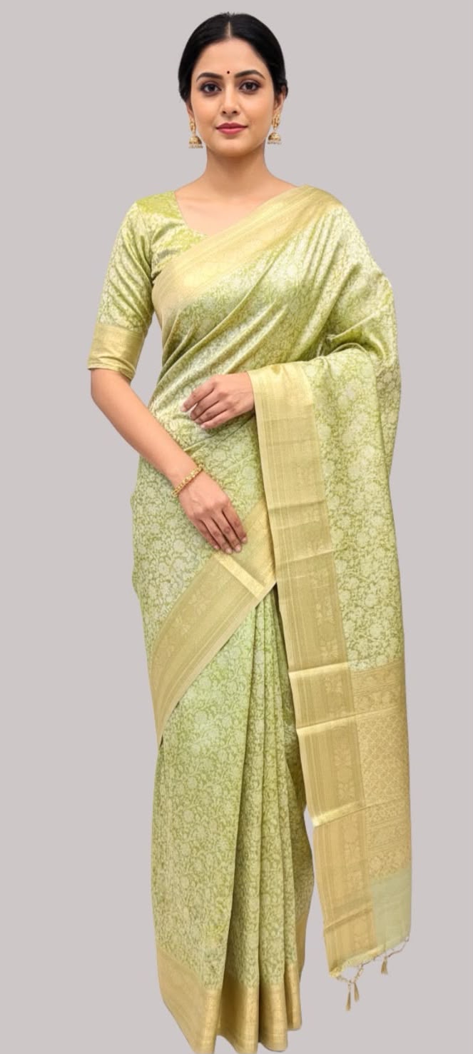 Banarasi tissue silk saree ( Light  Green Color )
