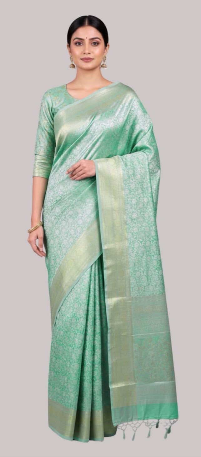 Banarasi tissue silk saree ( Sea Green Color )