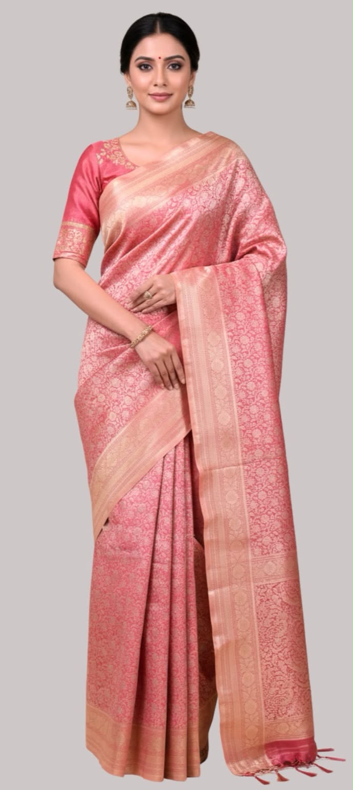 Banarasi tissue silk saree ( Peach Color)