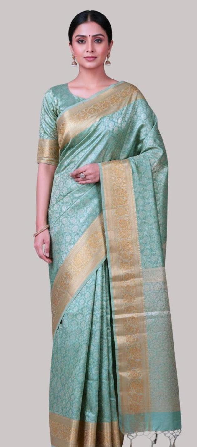 Banarasi zamdani tissue silk saree ( Sky Blue )