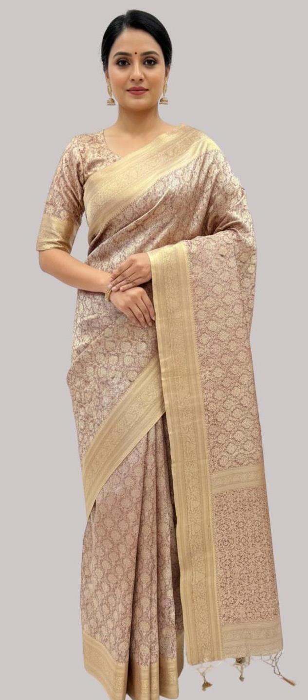 Banarasi zamdani tissue silk saree ( Gold Color )