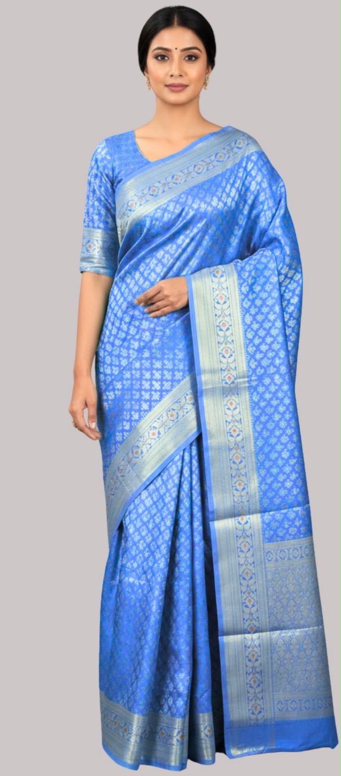 Banarasi tissue silk saree (Sky Blue)