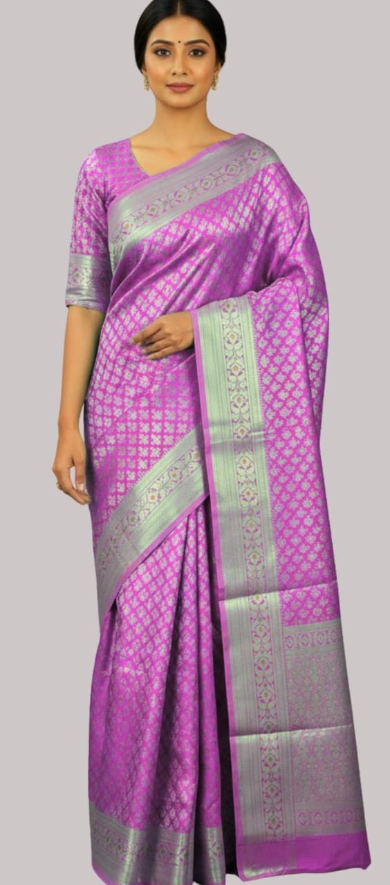 Banarasi tissue silk saree( onion color )