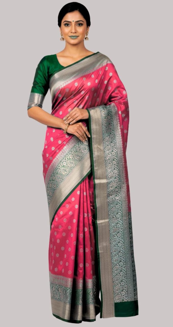 Banarasi Dola silk saree ( dark peach color )