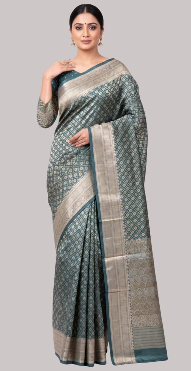 Banarasi tissue silk saree ( mehendi color )